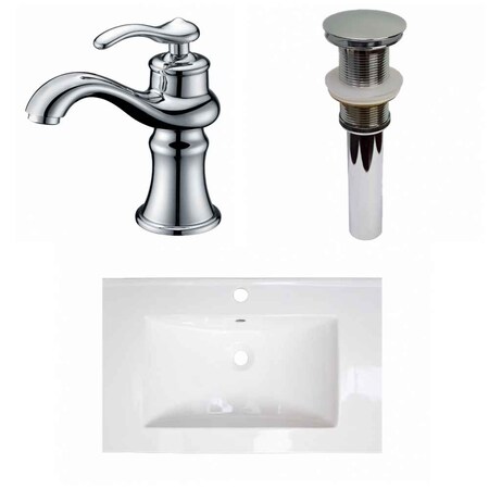 American Imaginations 24-in. W 1 Hole Ceramic Top Set In White Color - Drain Incl. AI-33230